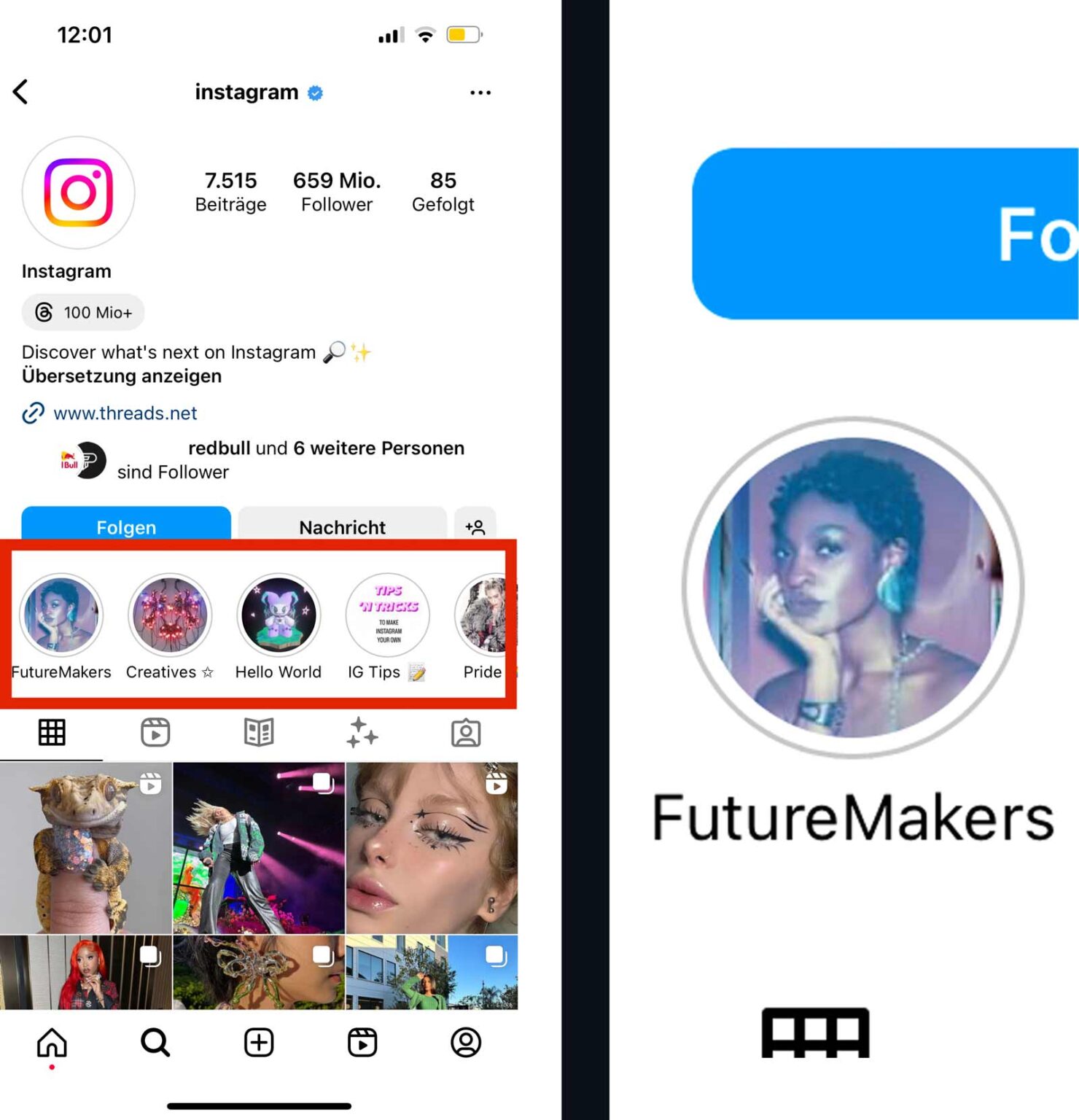 Instagram Highlight Cover Zoom in HD Website erstellen lassen Tailorsites