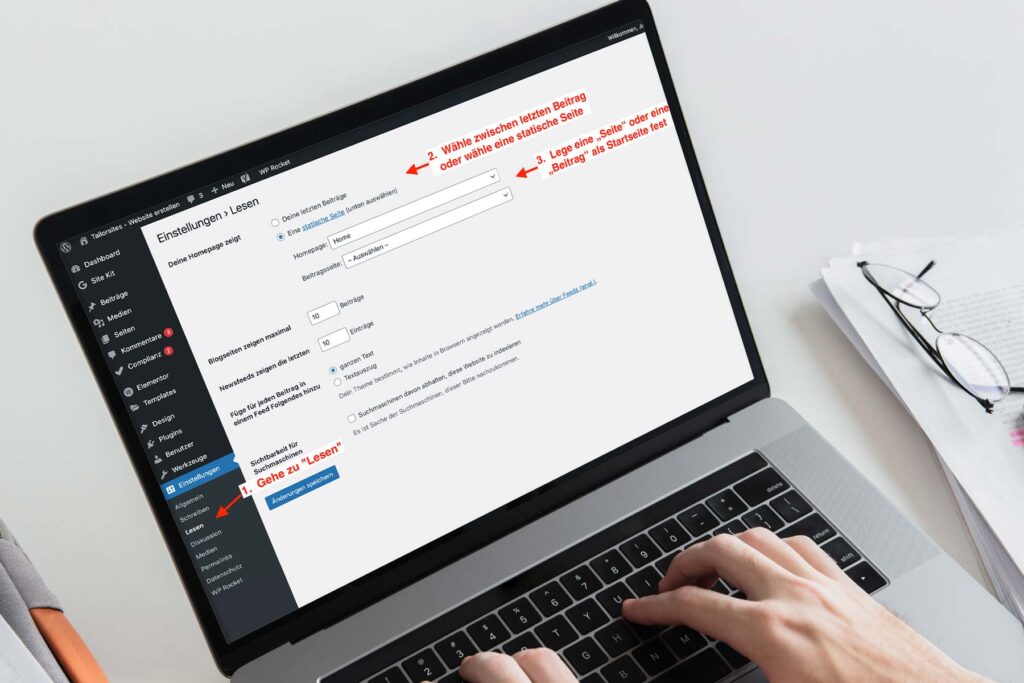 WordPress Startseite festlegen auf Computer