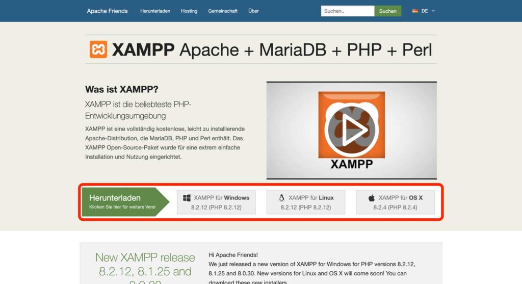 download-xampp-wordpress-website-offline-erstellen-