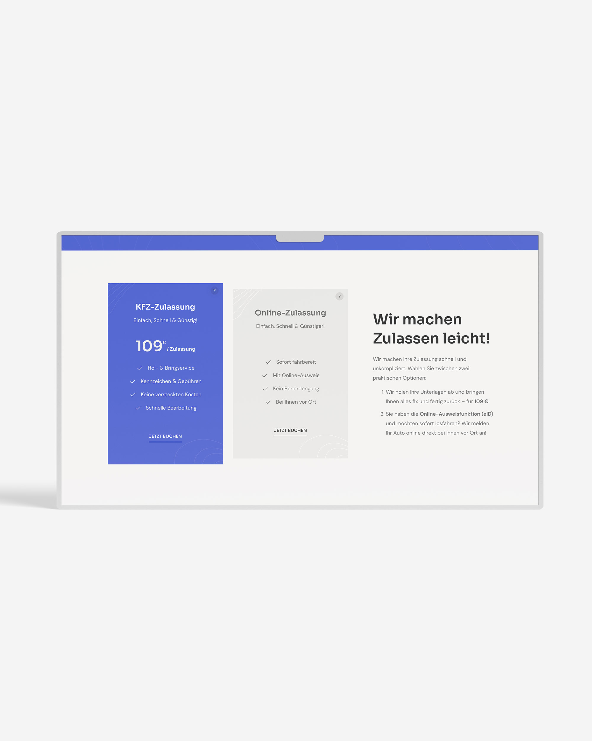 Webdesign Referenz Zulassungsdienst Köln